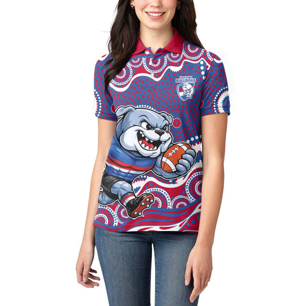 Western Bulldogs Women Polo Shirt Aboriginal Dot Pattern - Football Mascot Heritage Pride