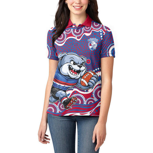 Western Bulldogs Women Polo Shirt Aboriginal Dot Pattern - Football Mascot Heritage Pride