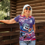 Western Bulldogs Women Polo Shirt Aboriginal Dot Pattern - Football Mascot Heritage Pride