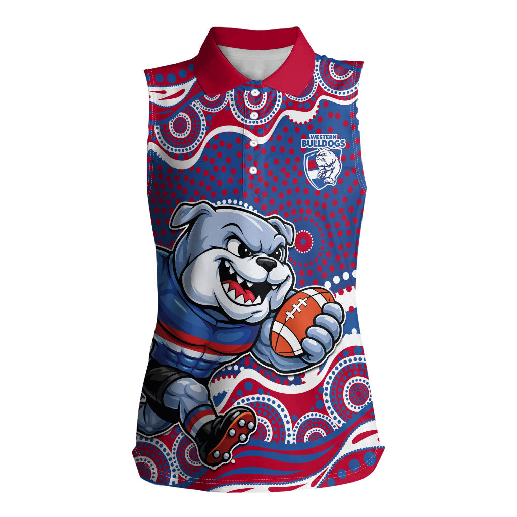 Western Bulldogs Women Sleeveless Polo Shirt Aboriginal Dot Pattern - Football Mascot Heritage Pride