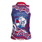 Western Bulldogs Women Sleeveless Polo Shirt Aboriginal Dot Pattern - Football Mascot Heritage Pride