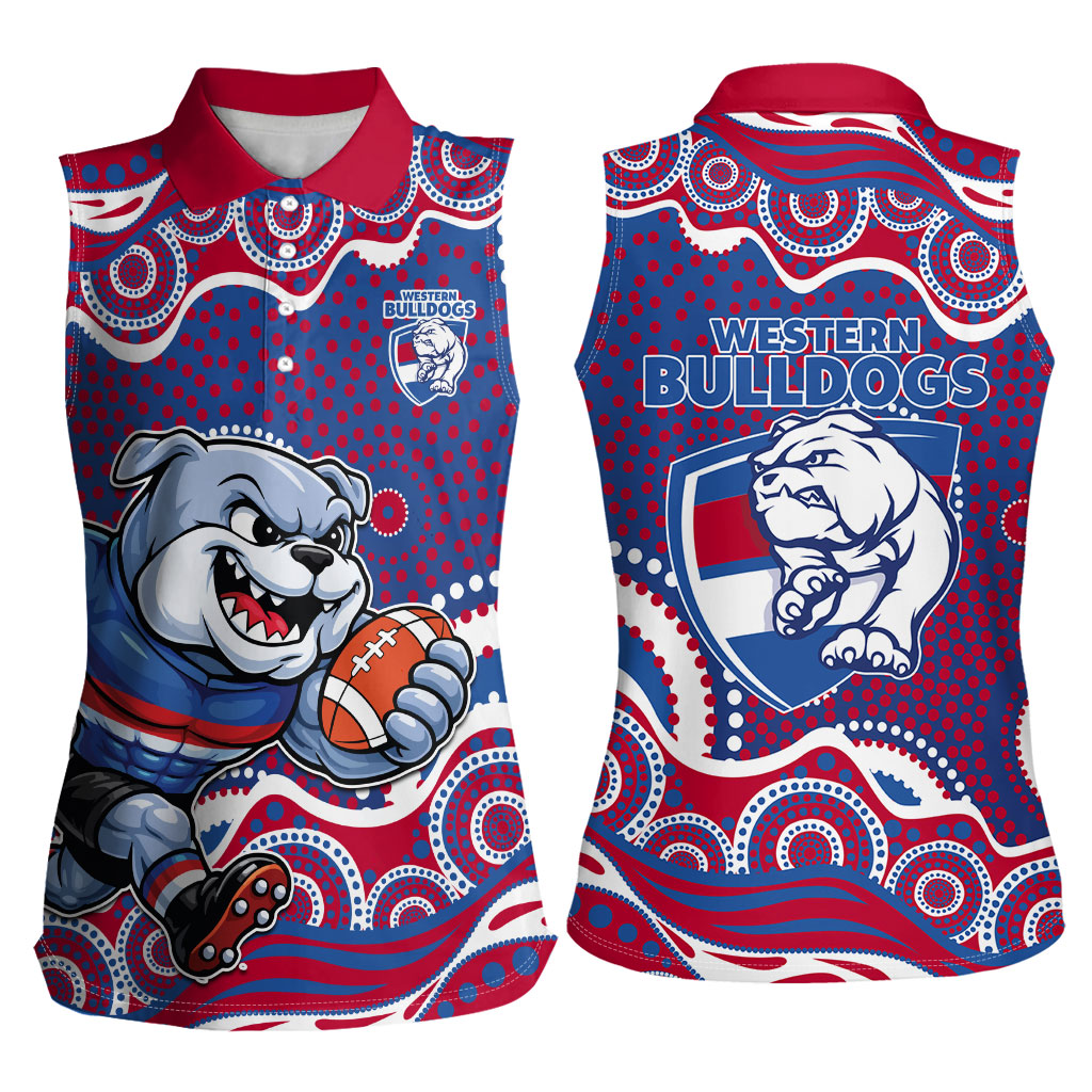 Western Bulldogs Women Sleeveless Polo Shirt Aboriginal Dot Pattern - Football Mascot Heritage Pride