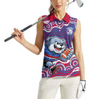 Western Bulldogs Women Sleeveless Polo Shirt Aboriginal Dot Pattern - Football Mascot Heritage Pride