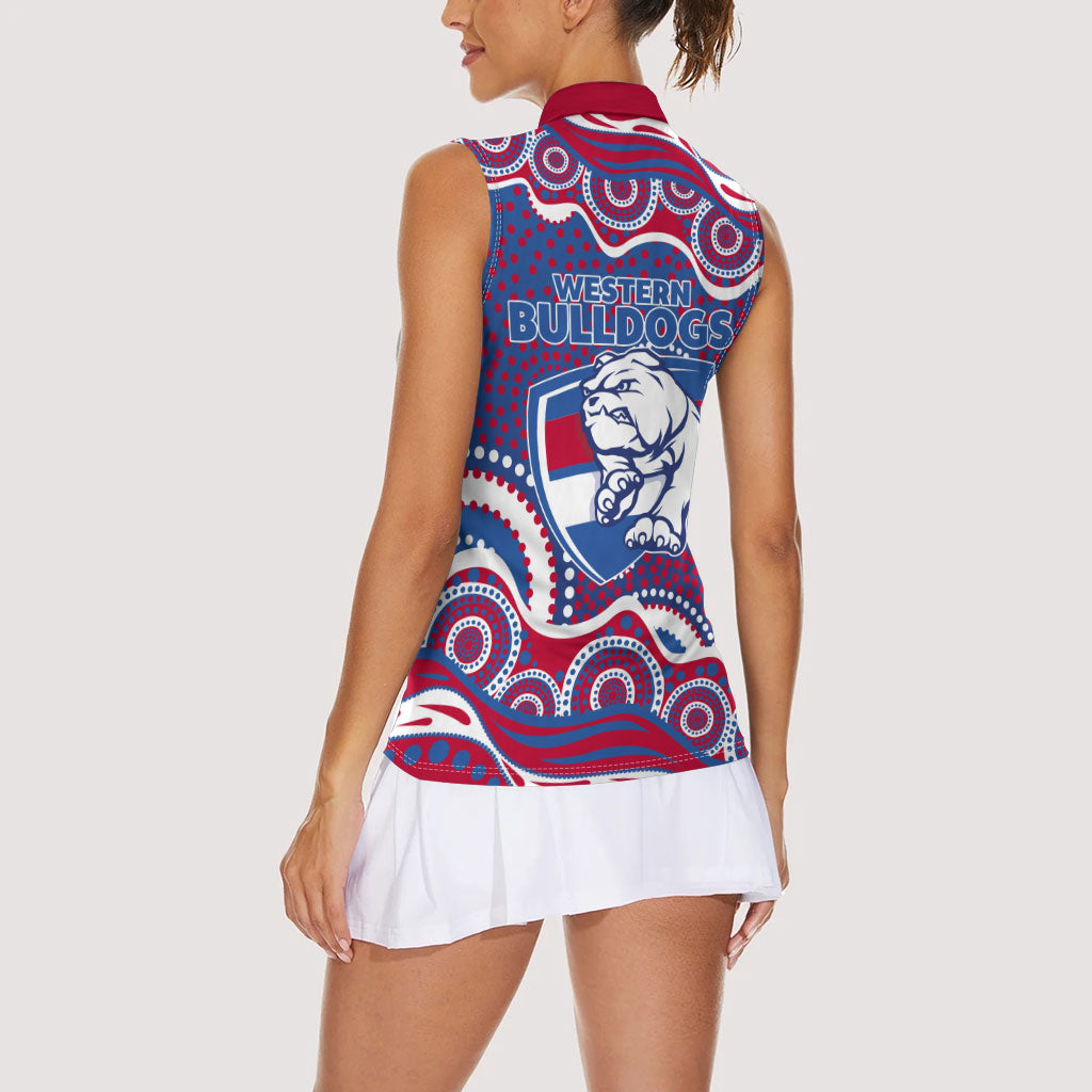 Western Bulldogs Women Sleeveless Polo Shirt Aboriginal Dot Pattern - Football Mascot Heritage Pride