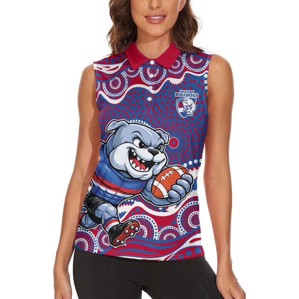 Western Bulldogs Women Sleeveless Polo Shirt Aboriginal Dot Pattern - Football Mascot Heritage Pride