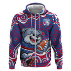 Western Bulldogs Zip Hoodie Aboriginal Dot Pattern - Football Mascot Heritage Pride
