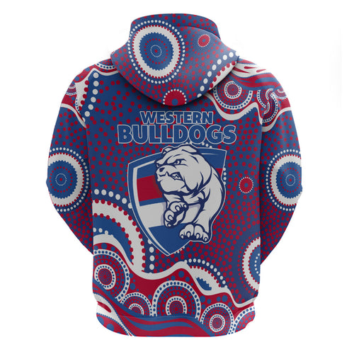 Western Bulldogs Zip Hoodie Aboriginal Dot Pattern - Football Mascot Heritage Pride
