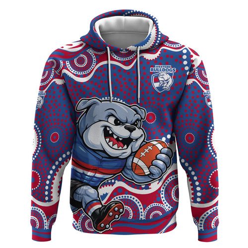 Western Bulldogs Zip Hoodie Aboriginal Dot Pattern - Football Mascot Heritage Pride