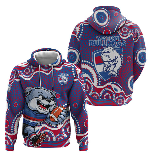 Western Bulldogs Zip Hoodie Aboriginal Dot Pattern - Football Mascot Heritage Pride