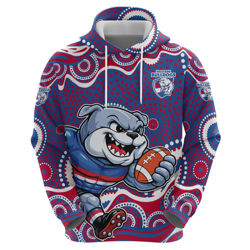 Western Bulldogs Zip Hoodie Aboriginal Dot Pattern - Football Mascot Heritage Pride