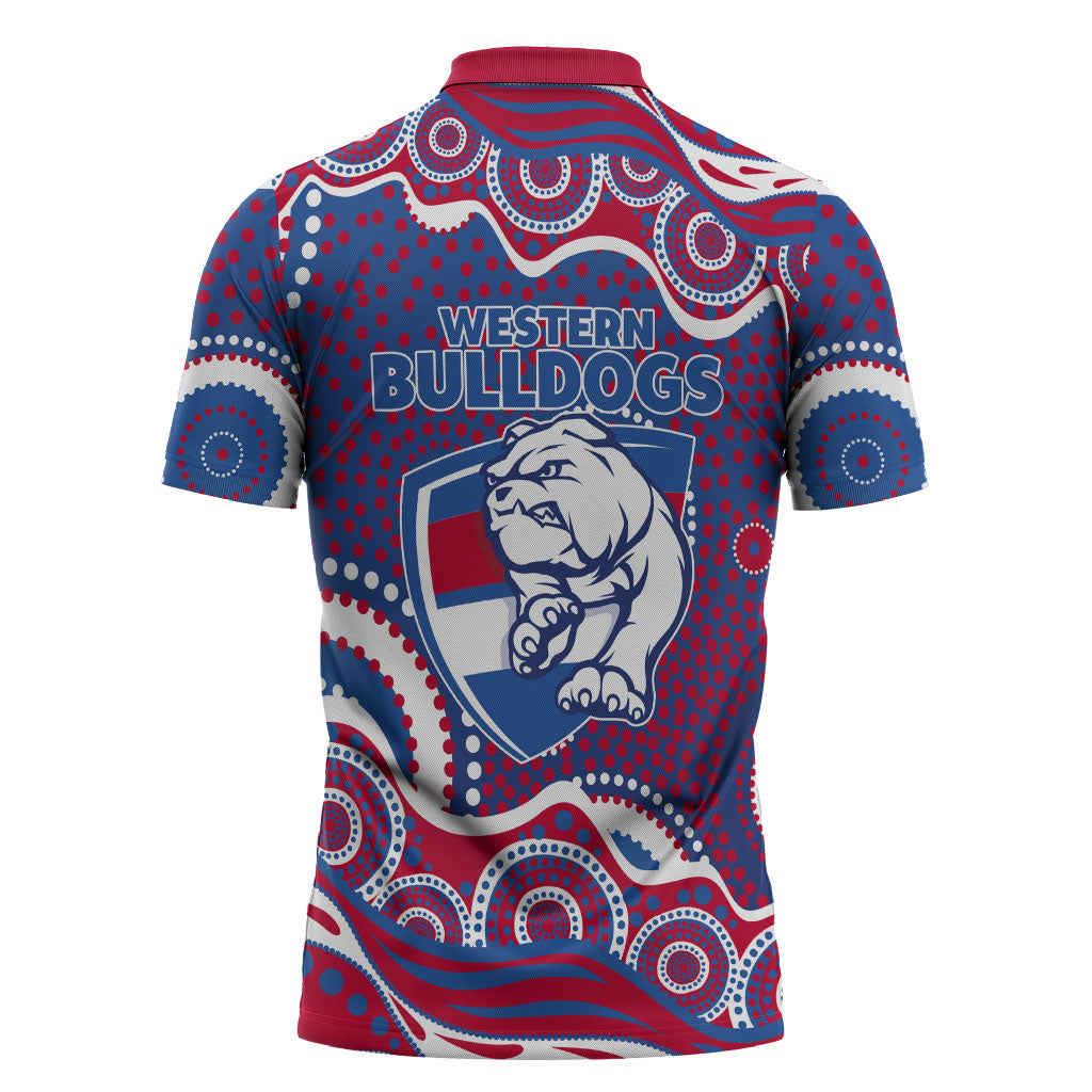 Western Bulldogs Zipper Polo Shirt Aboriginal Dot Pattern - Football Mascot Heritage Pride