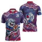 Western Bulldogs Zipper Polo Shirt Aboriginal Dot Pattern - Football Mascot Heritage Pride