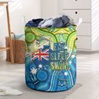 Australia National Swimming Team Laundry Basket Aboriginal Dot Art Ocean Wave Pattern