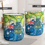 Australia National Swimming Team Laundry Basket Aboriginal Dot Art Ocean Wave Pattern