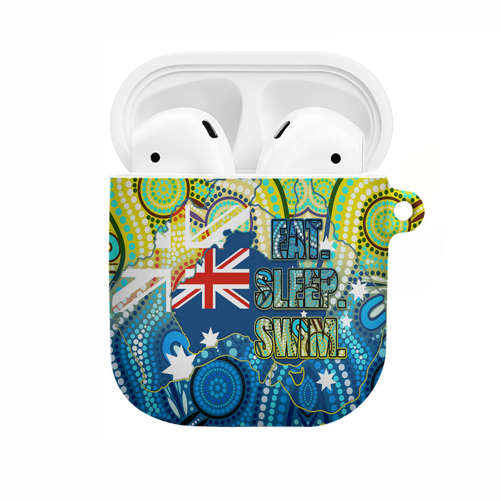 Australia National Swimming Team AirPods Case Aboriginal Dot Art Ocean Wave Pattern