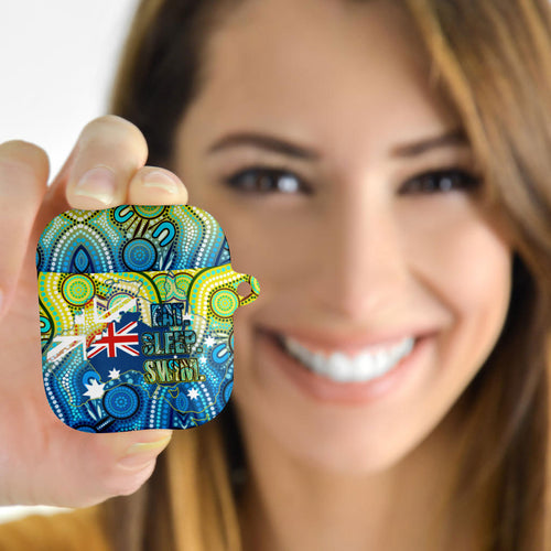Australia National Swimming Team AirPods Case Aboriginal Dot Art Ocean Wave Pattern
