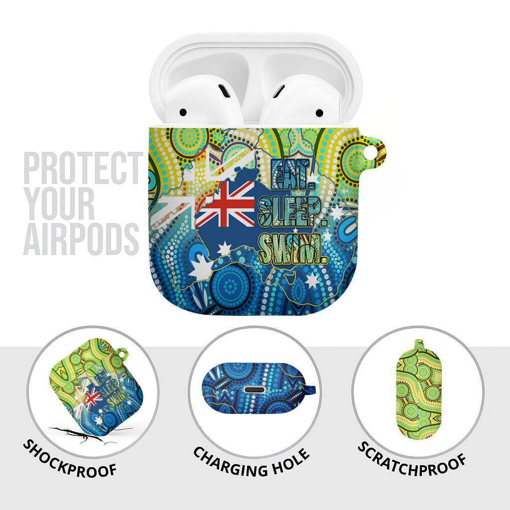 Australia National Swimming Team AirPods Case Aboriginal Dot Art Ocean Wave Pattern
