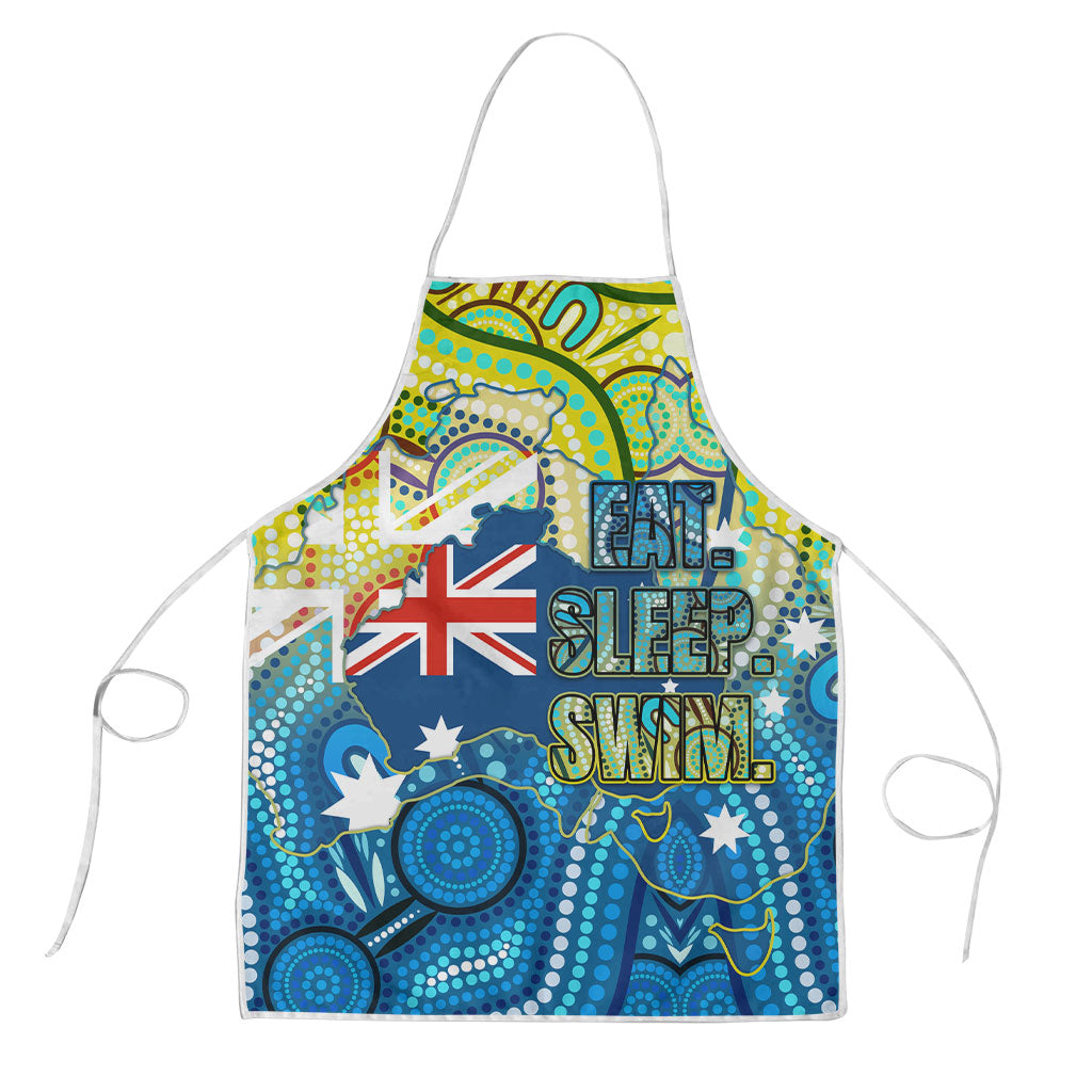 Australia National Swimming Team Apron Aboriginal Dot Art Ocean Wave Pattern