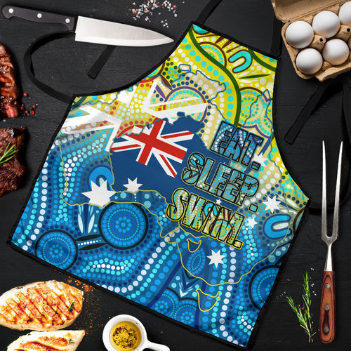 Australia National Swimming Team Apron Aboriginal Dot Art Ocean Wave Pattern