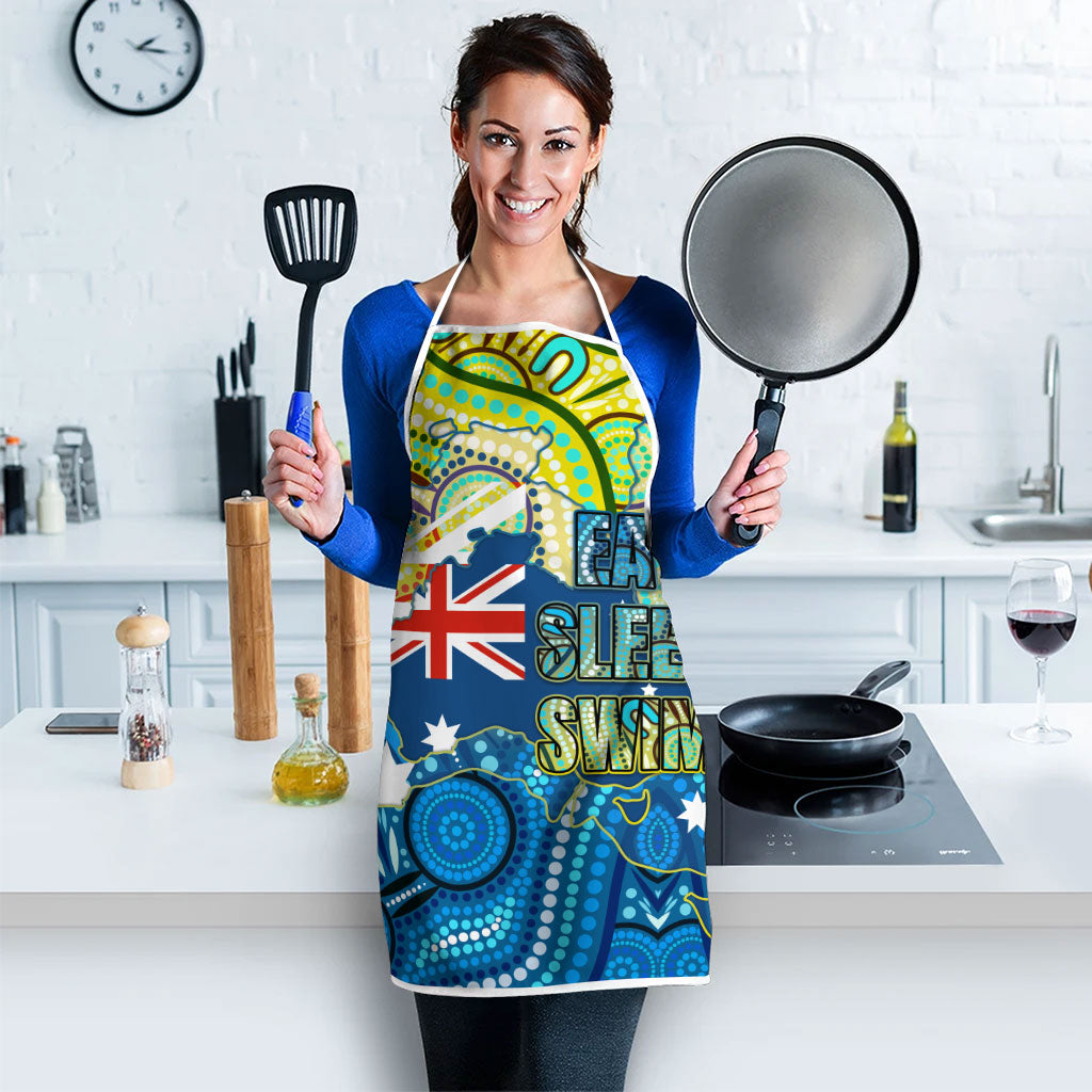 Australia National Swimming Team Apron Aboriginal Dot Art Ocean Wave Pattern