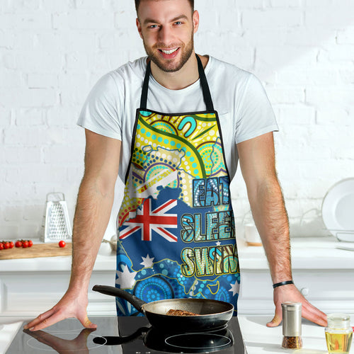 Australia National Swimming Team Apron Aboriginal Dot Art Ocean Wave Pattern