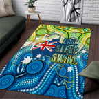 Australia National Swimming Team Area Rug Aboriginal Dot Art Ocean Wave Pattern