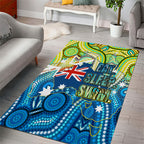 Australia National Swimming Team Area Rug Aboriginal Dot Art Ocean Wave Pattern