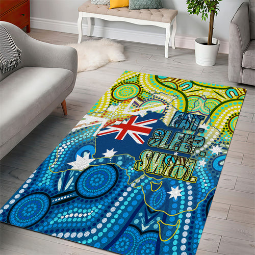 Australia National Swimming Team Area Rug Aboriginal Dot Art Ocean Wave Pattern