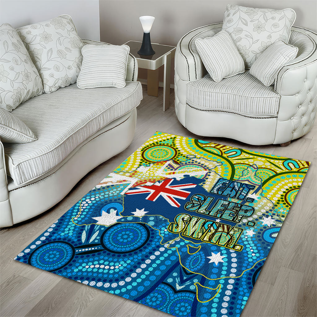 Australia National Swimming Team Area Rug Aboriginal Dot Art Ocean Wave Pattern
