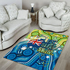 Australia National Swimming Team Area Rug Aboriginal Dot Art Ocean Wave Pattern