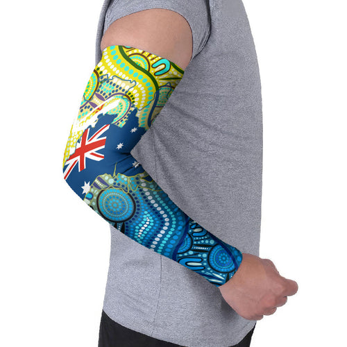 Australia National Swimming Team Arm Sleeves Aboriginal Dot Art Ocean Wave Pattern
