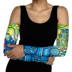 Australia National Swimming Team Arm Sleeves Aboriginal Dot Art Ocean Wave Pattern