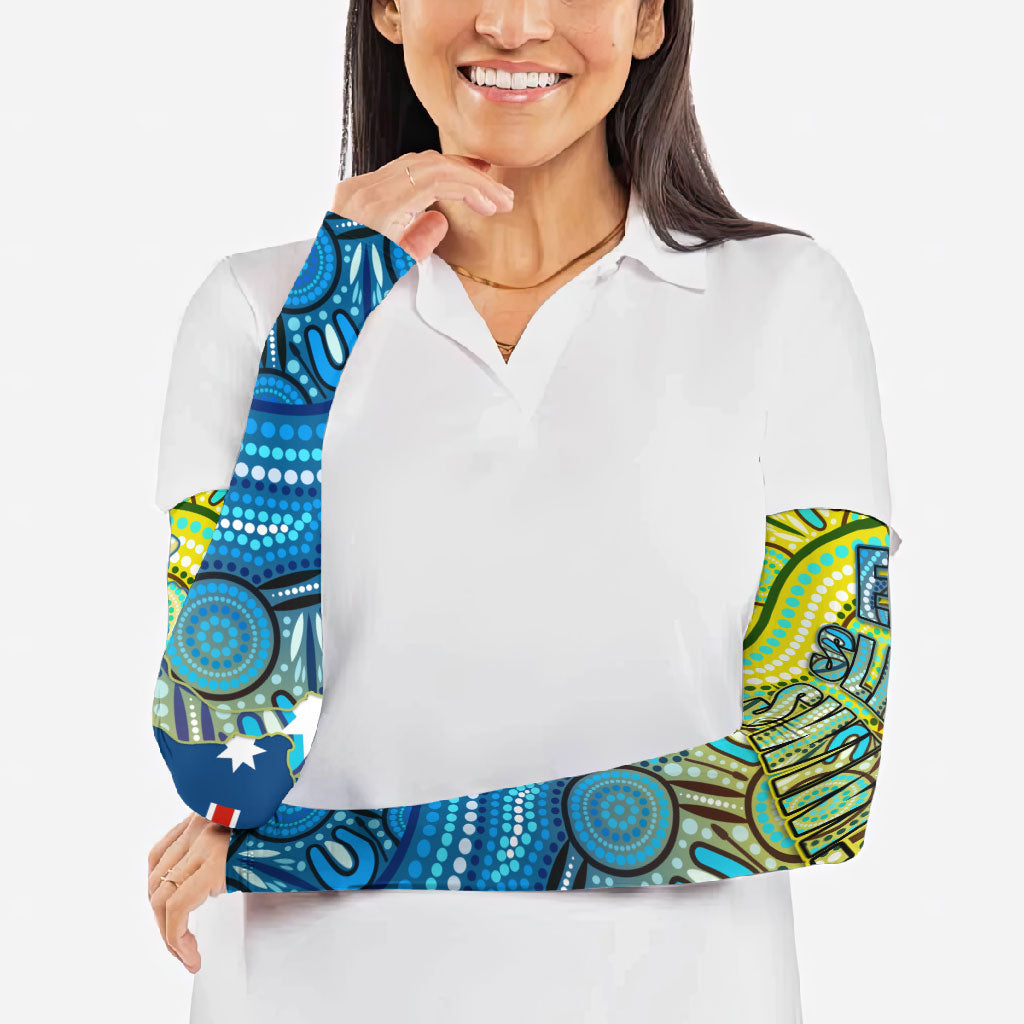 Australia National Swimming Team Arm Sleeves Aboriginal Dot Art Ocean Wave Pattern