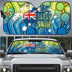 Australia National Swimming Team Auto Sun Shade Aboriginal Dot Art Ocean Wave Pattern