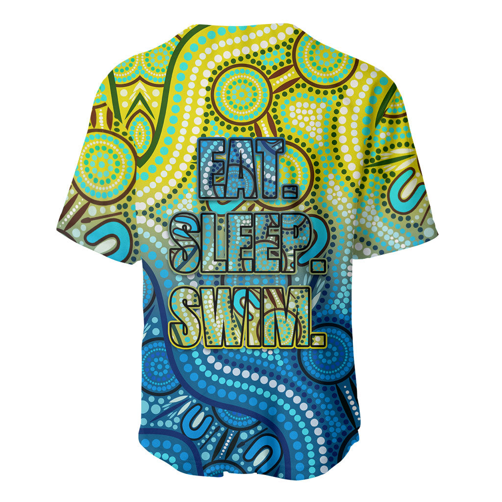 Australia National Swimming Team Baseball Jersey Aboriginal Dot Art Ocean Wave Pattern