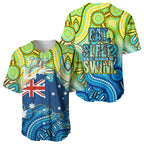 Australia National Swimming Team Baseball Jersey Aboriginal Dot Art Ocean Wave Pattern