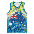 Australia National Swimming Team Basketball Jersey Aboriginal Dot Art Ocean Wave Pattern