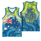 Australia National Swimming Team Basketball Jersey Aboriginal Dot Art Ocean Wave Pattern