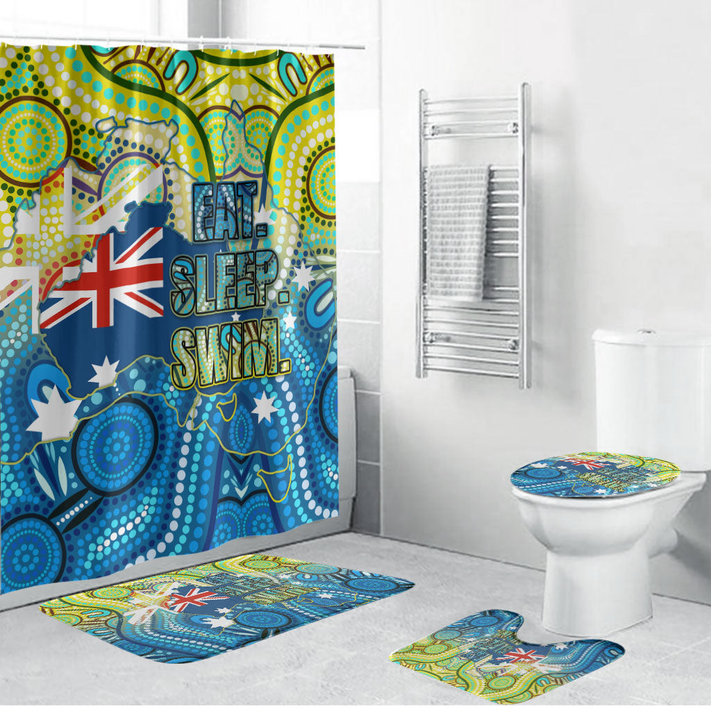 Australia National Swimming Team Bathroom Set Aboriginal Dot Art Ocean Wave Pattern