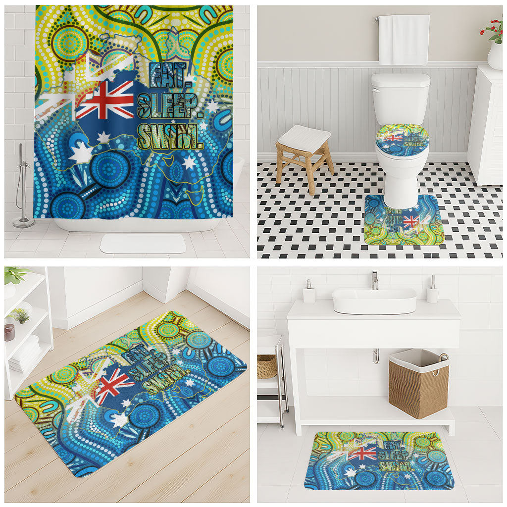 Australia National Swimming Team Bathroom Set Aboriginal Dot Art Ocean Wave Pattern