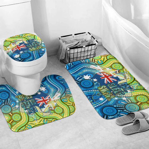 Australia National Swimming Team Bathroom Set Aboriginal Dot Art Ocean Wave Pattern