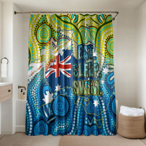 Australia National Swimming Team Bathroom Set Aboriginal Dot Art Ocean Wave Pattern