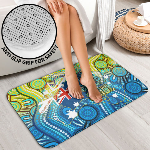 Australia National Swimming Team Bathroom Set Aboriginal Dot Art Ocean Wave Pattern