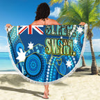 Australia National Swimming Team Beach Blanket Aboriginal Dot Art Ocean Wave Pattern