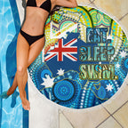Australia National Swimming Team Beach Blanket Aboriginal Dot Art Ocean Wave Pattern