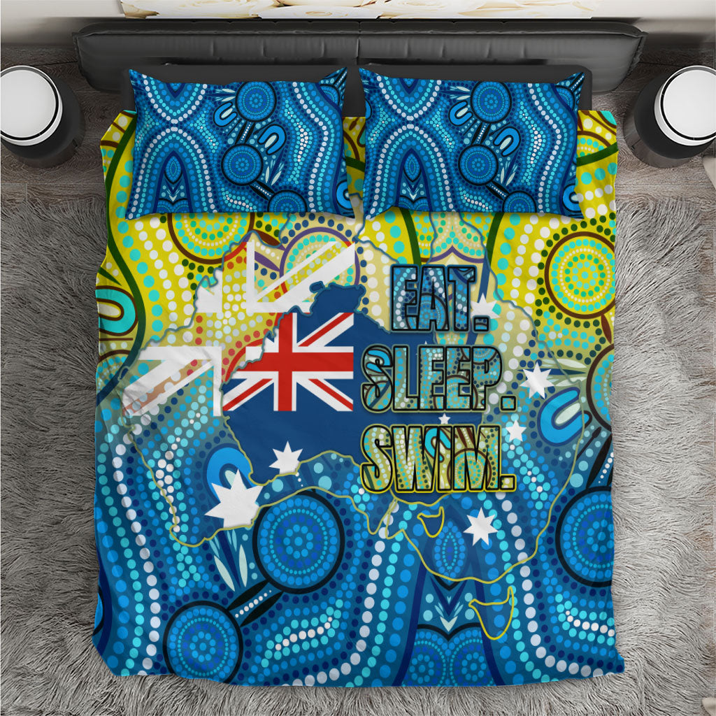 Australia National Swimming Team Bedding Set Aboriginal Dot Art Ocean Wave Pattern
