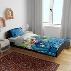 Australia National Swimming Team Bedding Set Aboriginal Dot Art Ocean Wave Pattern