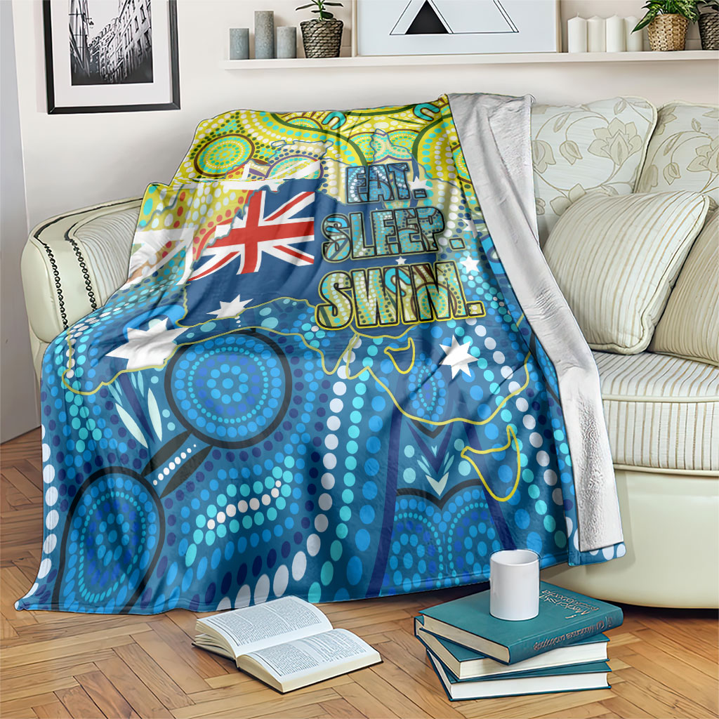 Australia National Swimming Team Blanket Aboriginal Dot Art Ocean Wave Pattern