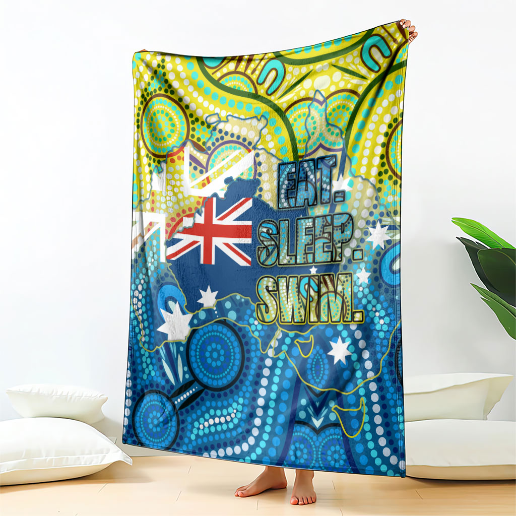 Australia National Swimming Team Blanket Aboriginal Dot Art Ocean Wave Pattern