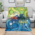 Australia National Swimming Team Blanket Aboriginal Dot Art Ocean Wave Pattern